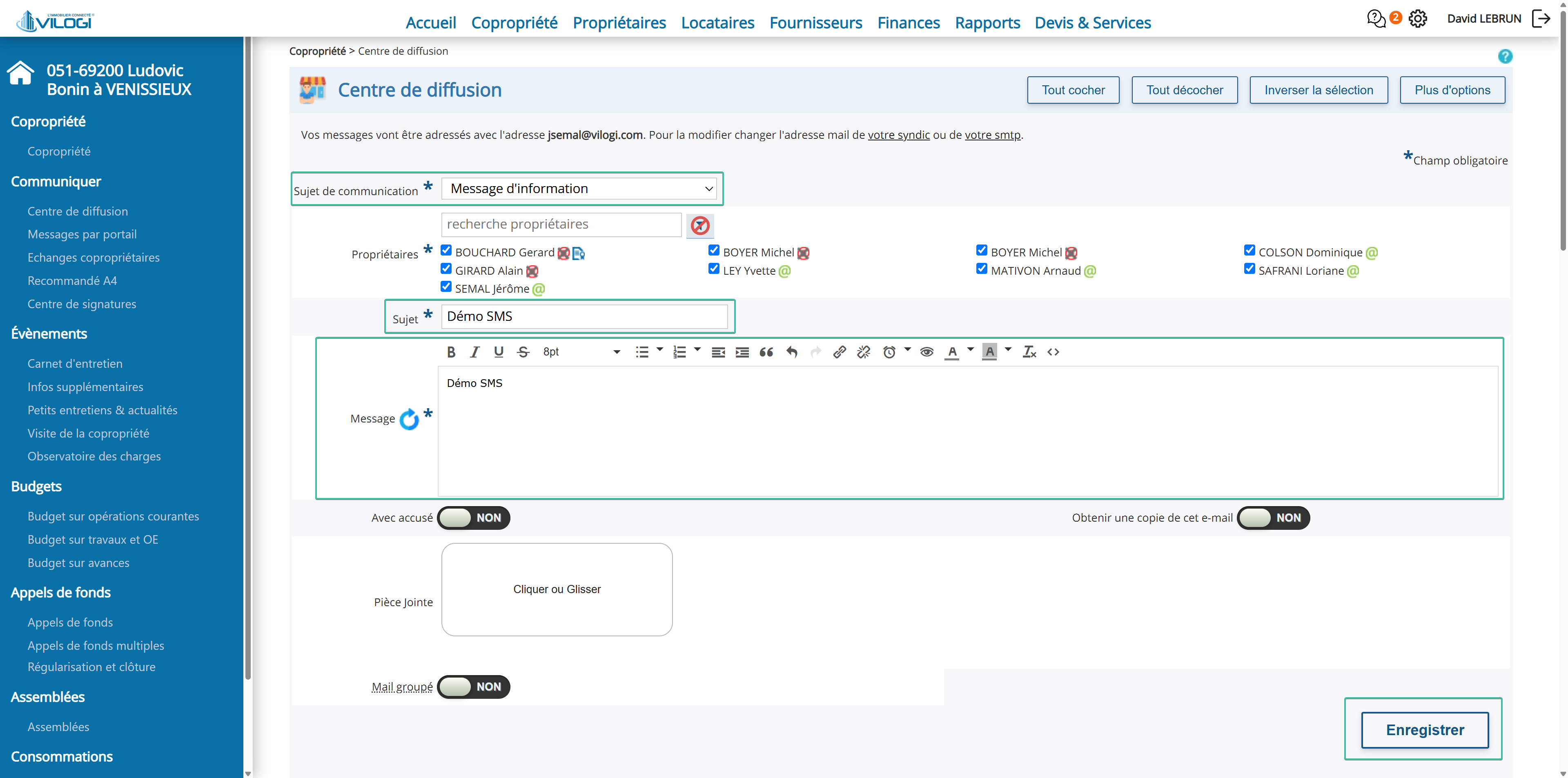 Ecrivez votre SMS Tutoriel logiciel immobilier pour syndics et administrateurs de biens